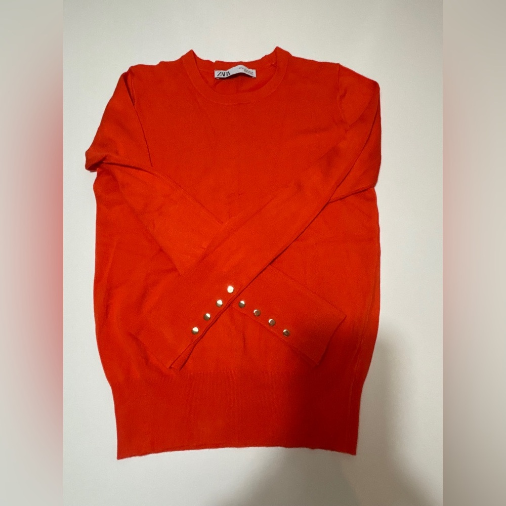 Zara Orange Crewneck Sweater with Sleeve Studs. I never wore it, it’s brand new.
